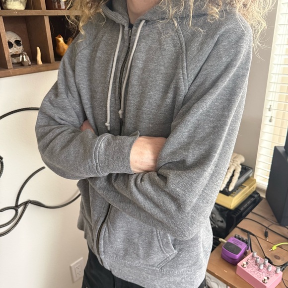 Flint and Tinder Heather Gray Sherpa Lined Full Zip Hoodie USA ~ Size Medium - Picture 4 of 9